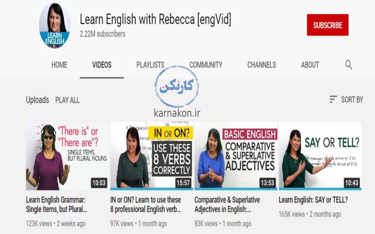 learn english with Rebecca - یادگیری زبان انگلیسی با یوتیوب
