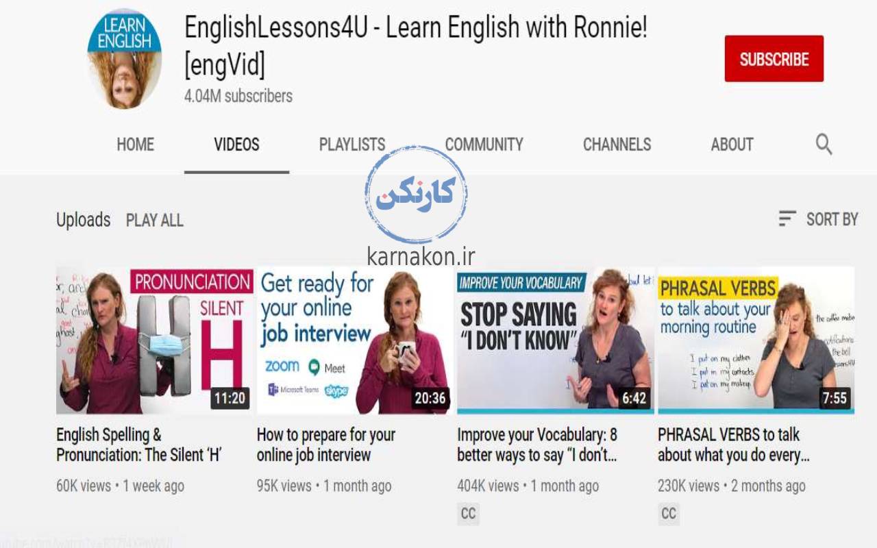learn english with Ronnie - یادگیری زبان انگلیسی با یوتیوب