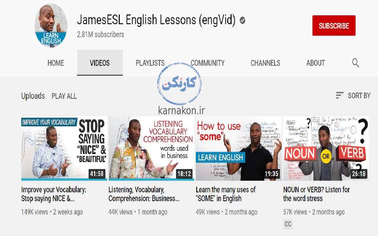 learn english with James -یادگیری زبان انگلیسی با یوتیوب