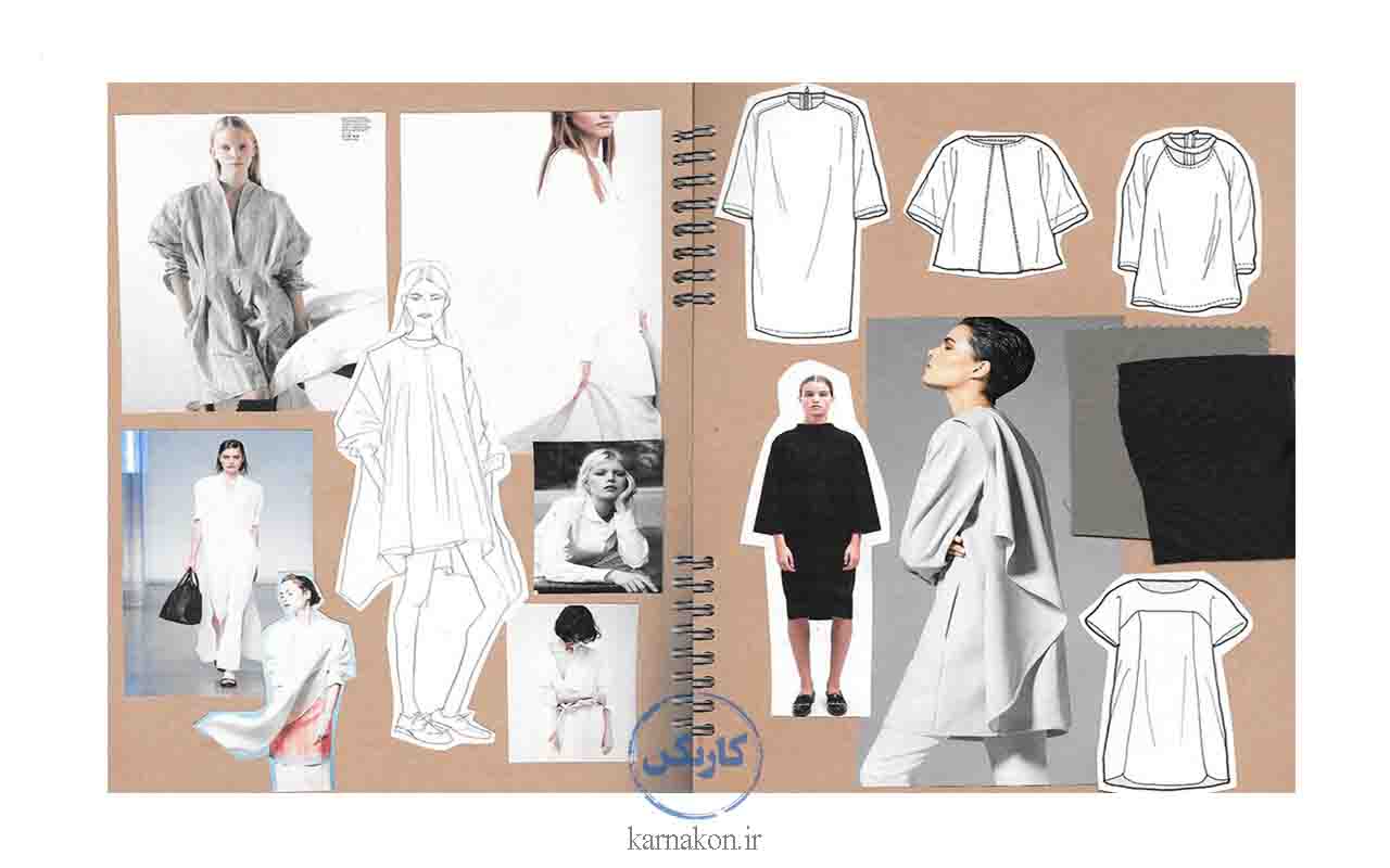 پورتفولیو طراحی لباس چیست؟ - صفحه‌ای از یک پورتفولیو طراحی لباس