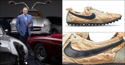 تصویری از مايلز نادال کلکسیون‌دار کانادایی که برای کفش «موون شو» ناکی در حراجی ۴۳۷.۵۰۰ دلارپرداخت.