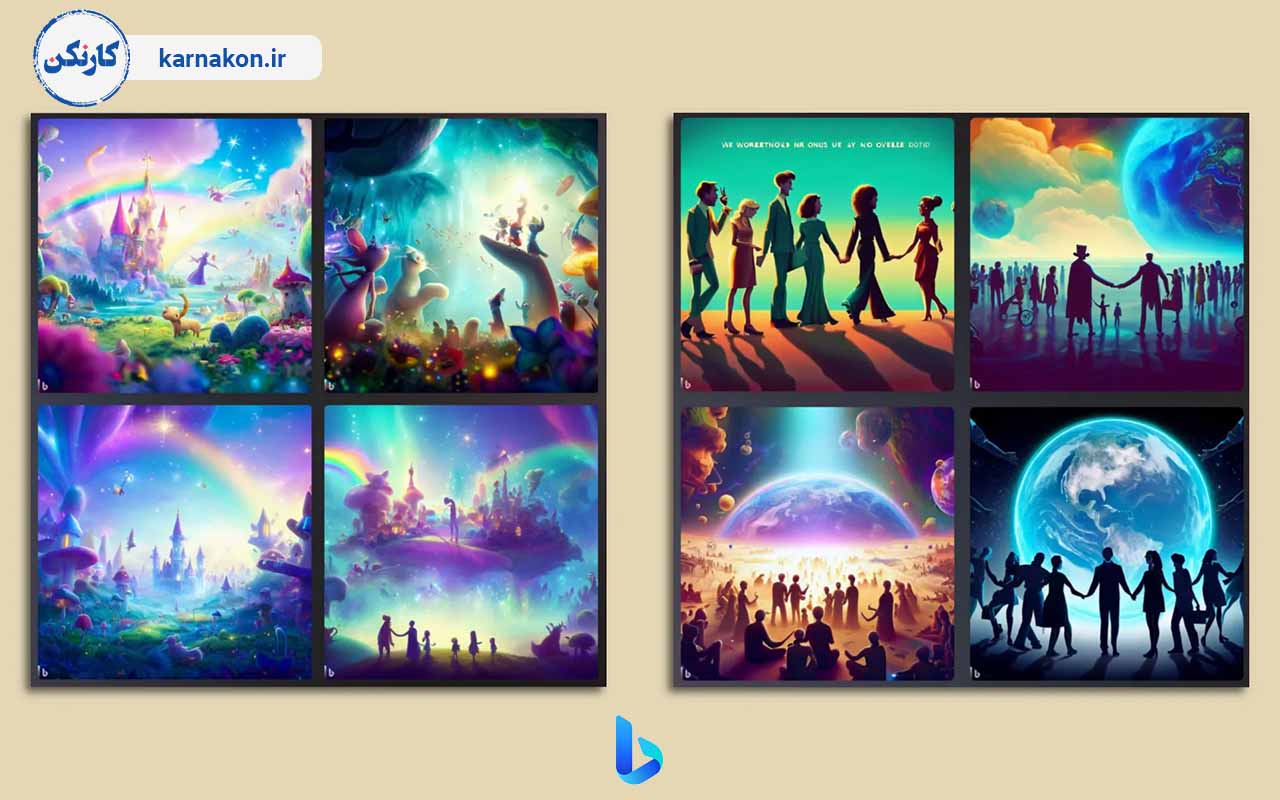 تعدادی از تصاویر ساخته شده به وسیله هوش مصنوعی تصویرساز Bing.