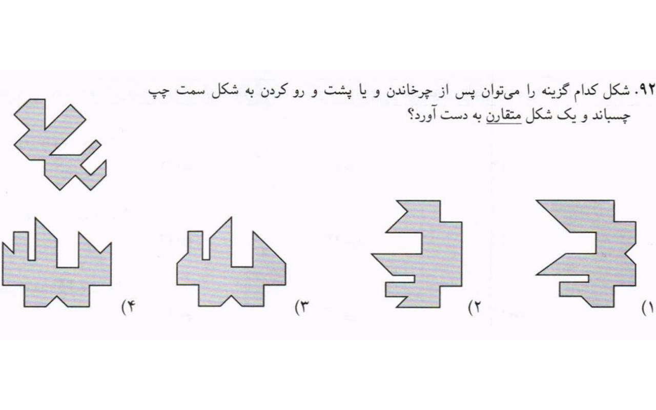 تست هوش تجسمی تیزهوشان نهم 1403