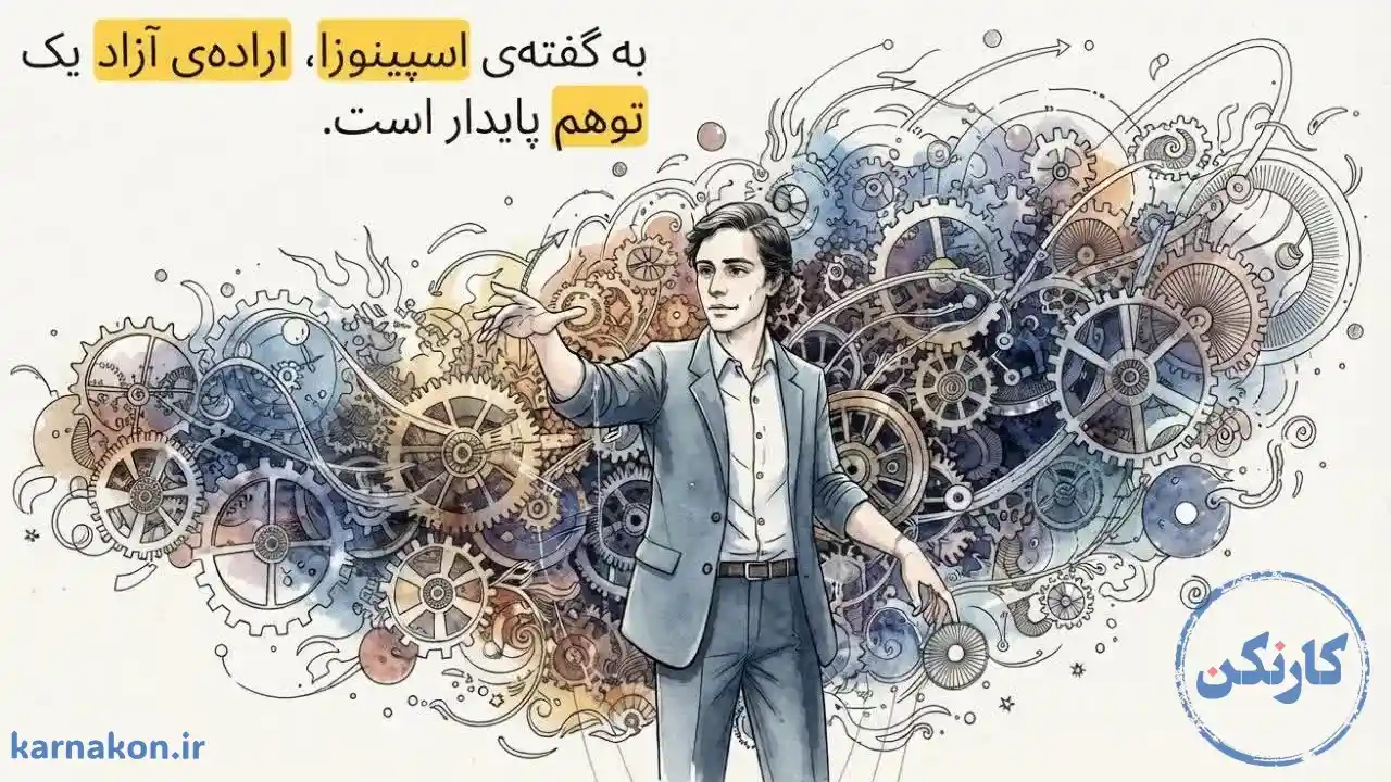 جوانی که تصور میکند در حال انتخاب است اما پشتسر او شبکه و چرخهای علتها درجریان است.